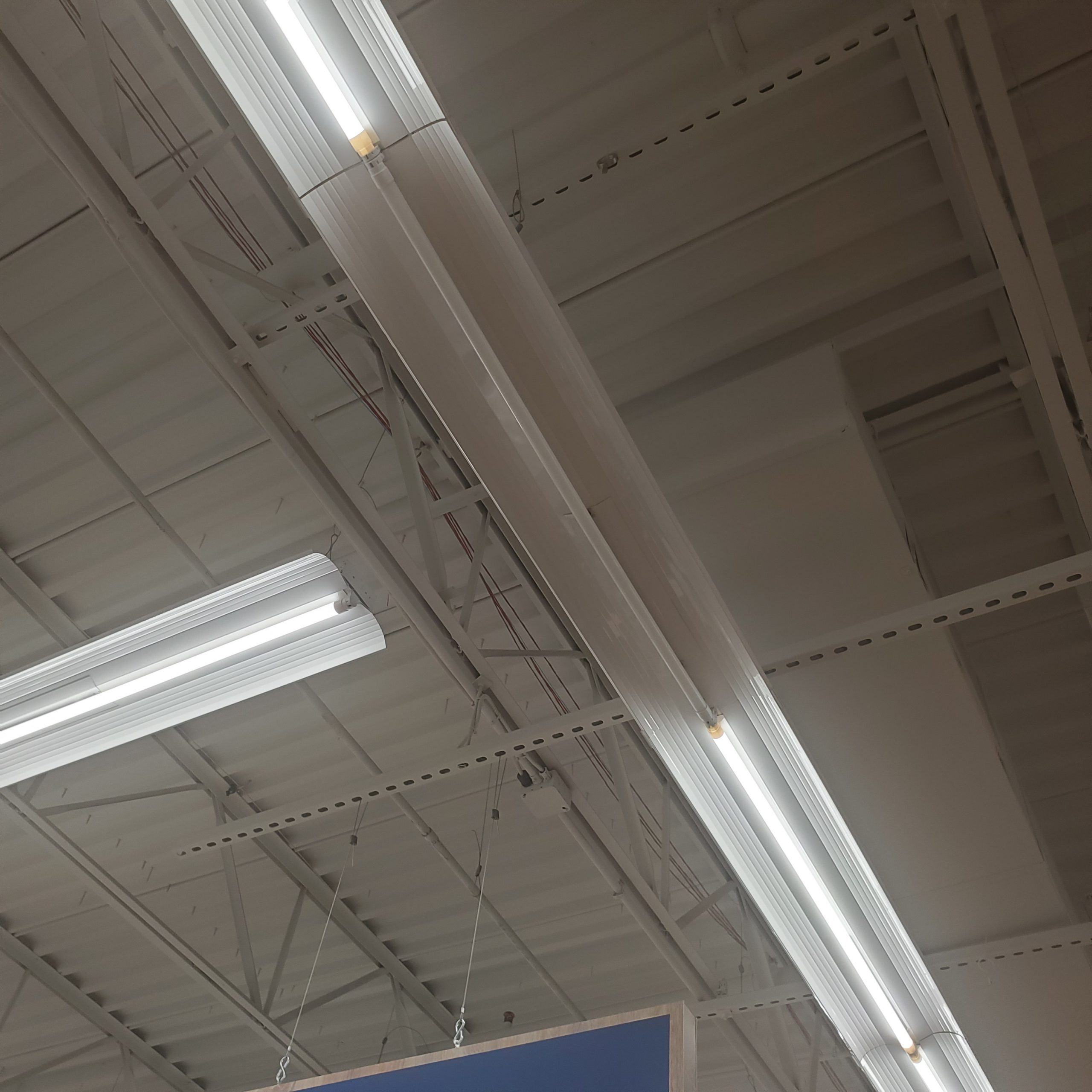 Another photo of failed LED tubes inside a big box retail store
